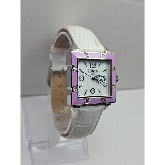 Dedia Lily LQ Diamond Accent Purple Enamel Square Swiss Quartz Watch New Battery main image 13